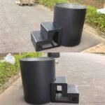 Black Cylindrical Stainless Steel Ice Bath Tub with Ladder