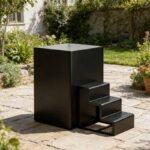 Black square stainless steel bath tub