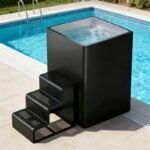 Square cylindrical stainless steel bath tub for ice bath scene