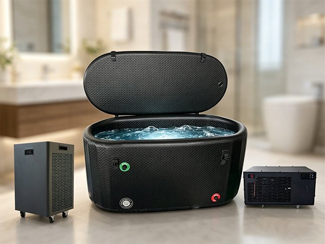 Chillmend mid-range cold plunge chillers are compatible with a variety of tub models
