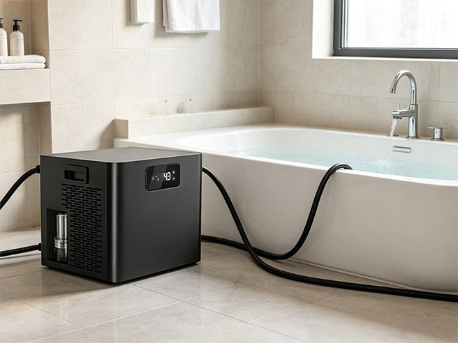 DIY ice bath with fish tank-style ice bath chiller
