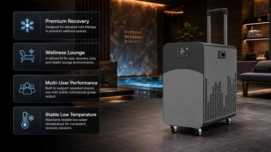CHILLMEND IC-Trolley Case 15 | 1.5 HP Wellness Club Ice Bath Chiller 3 Premium Recovery System for Modern Wellness Spaces