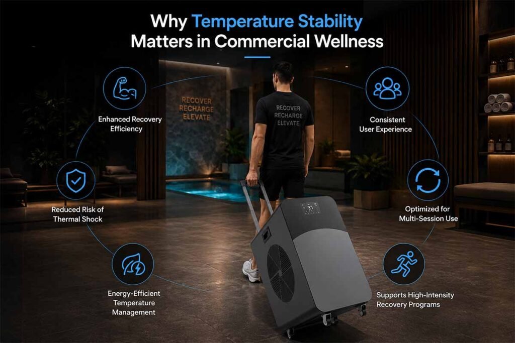 CHILLMEND IC-Trolley Case 15 | 1.5 HP Wellness Club Ice Bath Chiller 6 Why Temperature Stability Matters in Commercial Wellness