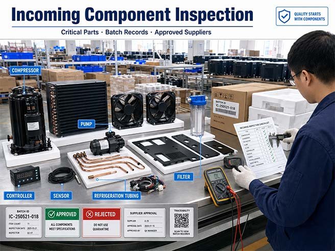 How Ice Bath Chillers Are Manufactured: Assembly, Testing and Quality Control 2 Step 1 Incoming Component Inspection