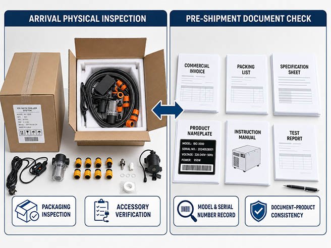 Ice Bath Chiller Sample Order Checklist for Importers and Distributors 2 Step 4 Inspect the Shipment Before Powering On